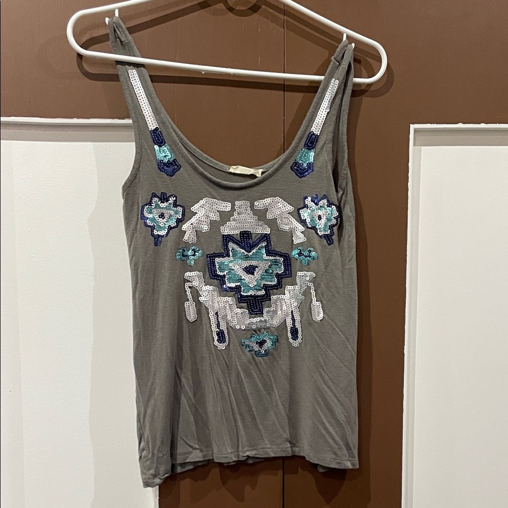 Gray Embellished Tank Top